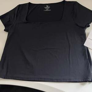 Black Square Neck Athletic Top 3X NWT Sleek Fit Breathable, Bodycon Silky Yoga S